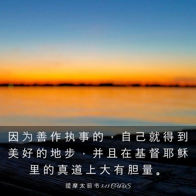 Picture 03 - 提 摩 太 前 书 3:13 CUVS - 因 为 善 作 执 事 的 ， 自 己 就 得 - Bible Verse Picture