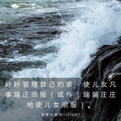 Picture 03 - 提 摩 太 前 书 3:4 CUVS - 好 好 管 理 自 己 的 家 ， 使 儿 女 - Bible Verse Picture