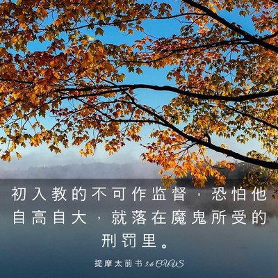 Picture 03 - 提 摩 太 前 书 3:6 CUVS - 初 入 教 的 不 可 作 监 督 ， 恐 怕 - Bible Verse Picture