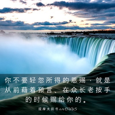 Picture 03 - 提 摩 太 前 书 4:14 CUVS - 你 不 要 轻 忽 所 得 的 恩 赐 ， 就 - Bible Verse Picture