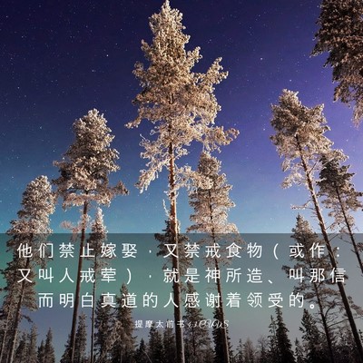 Picture 03 - 提 摩 太 前 书 4:3 CUVS - 他 们 禁 止 嫁 娶 ， 又 禁 戒 食 物 - Bible Verse Picture