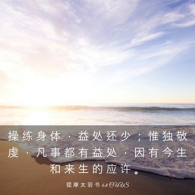 Picture 03 - 提 摩 太 前 书 4:8 CUVS - 操 练 身 体 ， 益 处 还 少 ； 惟 独 - Bible Verse Picture