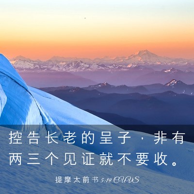 Picture 03 - 提 摩 太 前 书 5:19 CUVS - 控 告 长 老 的 呈 子 ， 非 有 两 三 - Bible Verse Picture