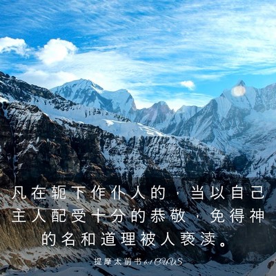 Picture 03 - 提 摩 太 前 书 6:1 CUVS - 凡 在 轭 下 作 仆 人 的 ， 当 以 自 - Bible Verse Picture