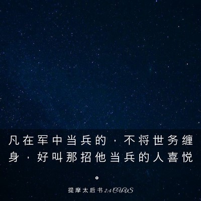 Picture 03 - 提 摩 太 后 书 2:4 CUVS - 凡 在 军 中 当 兵 的 ， 不 将 世 务 - Bible Verse Picture