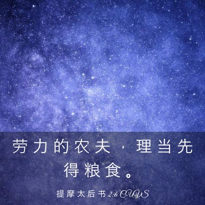 Picture 03 - 提 摩 太 后 书 2:6 CUVS - 劳 力 的 农 夫 ， 理 当 先 得 粮 食 - Bible Verse Picture