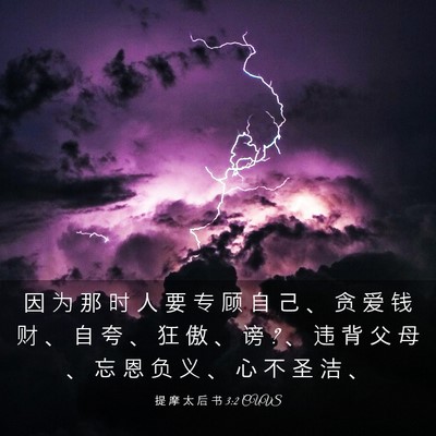 Picture 03 - 提 摩 太 后 书 3:2 CUVS - 因 为 那 时 人 要 专 顾 自 己 、 贪 - Bible Verse Picture