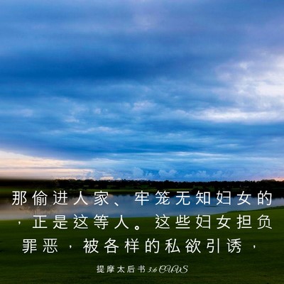 Picture 03 - 提 摩 太 后 书 3:6 CUVS - 那 偷 进 人 家 、 牢 笼 无 知 妇 女 - Bible Verse Picture
