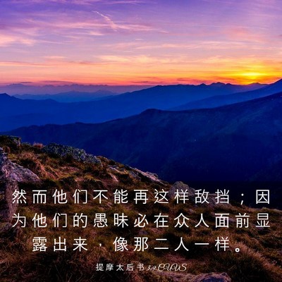 Picture 03 - 提 摩 太 后 书 3:9 CUVS - 然 而 他 们 不 能 再 这 样 敌 挡 ； - Bible Verse Picture