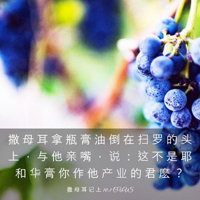 Picture 03 - 撒 母 耳 记 上 10:1 CUVS - 撒 母 耳 拿 瓶 膏 油 倒 在 扫 罗 的 - Bible Verse Picture