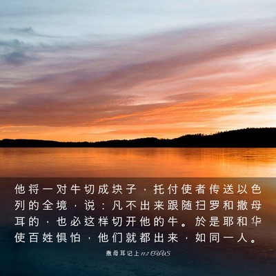 Picture 03 - 撒 母 耳 记 上 11:7 CUVS - 他 将 一 对 牛 切 成 块 子 ， 托 付 - Bible Verse Picture