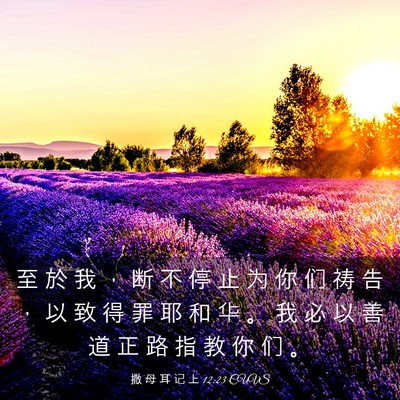 Picture 03 - 撒 母 耳 记 上 12:23 CUVS - 至 於 我 ， 断 不 停 止 为 你 们 祷 - Bible Verse Picture