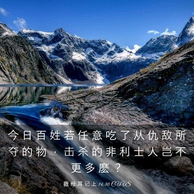 Picture 03 - 撒 母 耳 记 上 14:30 CUVS - 今 日 百 姓 若 任 意 吃 了 从 仇 敌 - Bible Verse Picture