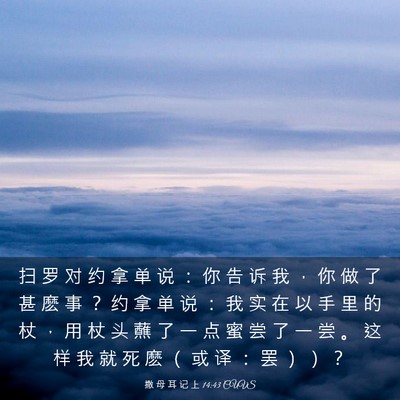 Picture 03 - 撒 母 耳 记 上 14:43 CUVS - 扫 罗 对 约 拿 单 说 ： 你 告 诉 我 - Bible Verse Picture