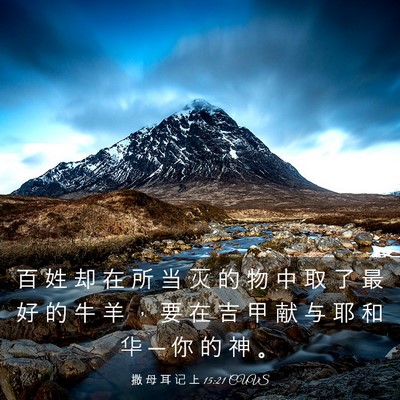 Picture 03 - 撒 母 耳 记 上 15:21 CUVS - 百 姓 却 在 所 当 灭 的 物 中 取 了 - Bible Verse Picture