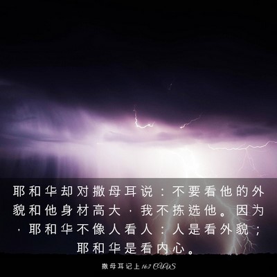 Picture 03 - 撒 母 耳 记 上 16:7 CUVS - 耶 和 华 却 对 撒 母 耳 说 ： 不 要 - Bible Verse Picture
