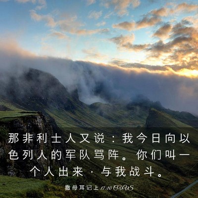 Picture 03 - 撒 母 耳 记 上 17:10 CUVS - 那 非 利 士 人 又 说 ： 我 今 日 向 - Bible Verse Picture