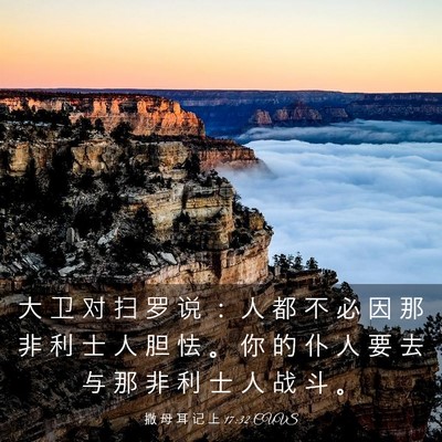 Picture 03 - 撒 母 耳 记 上 17:32 CUVS - 大 卫 对 扫 罗 说 ： 人 都 不 必 因 - Bible Verse Picture