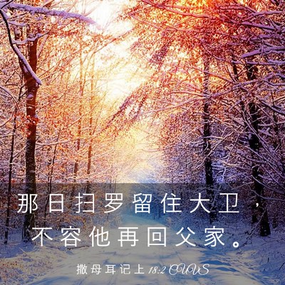 Picture 03 - 撒 母 耳 记 上 18:2 CUVS - 那 日 扫 罗 留 住 大 卫 ， 不 容 他 - Bible Verse Picture