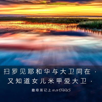 Picture 03 - 撒 母 耳 记 上 18:28 CUVS - 扫 罗 见 耶 和 华 与 大 卫 同 在 ， - Bible Verse Picture
