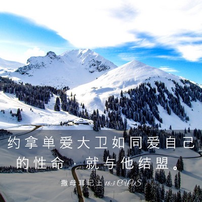 Picture 03 - 撒 母 耳 记 上 18:3 CUVS - 约 拿 单 爱 大 卫 如 同 爱 自 己 的 - Bible Verse Picture