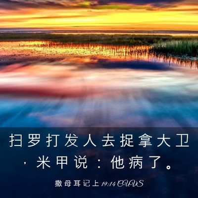 Picture 03 - 撒 母 耳 记 上 19:14 CUVS - 扫 罗 打 发 人 去 捉 拿 大 卫 ， 米 - Bible Verse Picture
