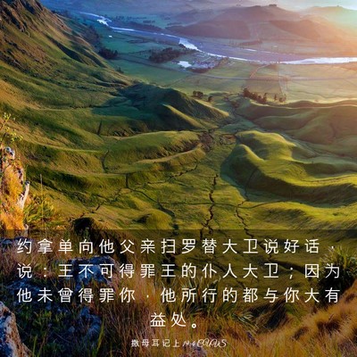 Picture 03 - 撒 母 耳 记 上 19:4 CUVS - 约 拿 单 向 他 父 亲 扫 罗 替 大 卫 - Bible Verse Picture