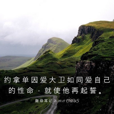 Picture 03 - 撒 母 耳 记 上 20:17 CUVS - 约 拿 单 因 爱 大 卫 如 同 爱 自 己 - Bible Verse Picture