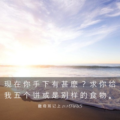 Picture 03 - 撒 母 耳 记 上 21:3 CUVS - 现 在 你 手 下 有 甚 麽 ？ 求 你 给 - Bible Verse Picture