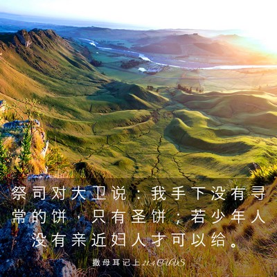 Picture 03 - 撒 母 耳 记 上 21:4 CUVS - 祭 司 对 大 卫 说 ： 我 手 下 没 有 - Bible Verse Picture