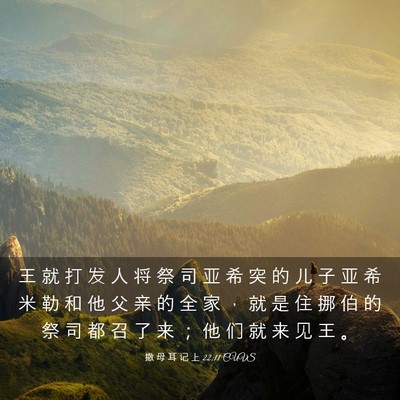 Picture 03 - 撒 母 耳 记 上 22:11 CUVS - 王 就 打 发 人 将 祭 司 亚 希 突 的 - Bible Verse Picture