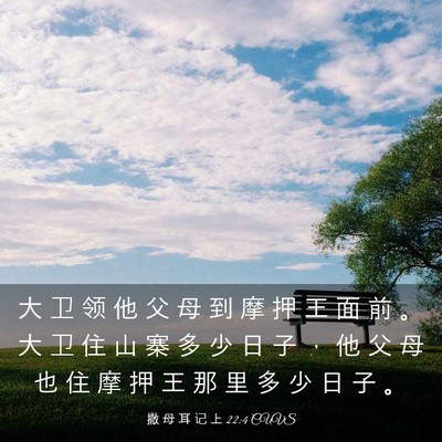 Picture 03 - 撒 母 耳 记 上 22:4 CUVS - 大 卫 领 他 父 母 到 摩 押 王 面 前 - Bible Verse Picture