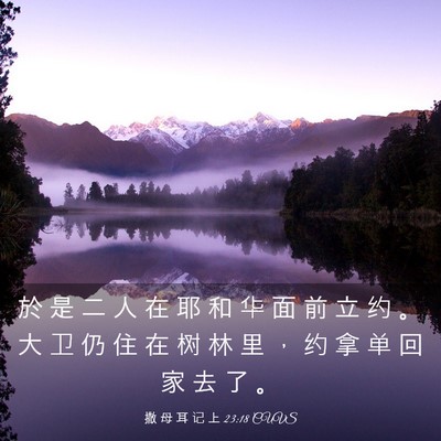Picture 03 - 撒 母 耳 记 上 23:18 CUVS - 於 是 二 人 在 耶 和 华 面 前 立 约 - Bible Verse Picture
