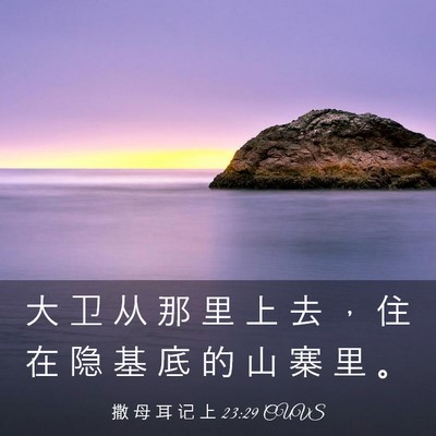 Picture 03 - 撒 母 耳 记 上 23:29 CUVS - 大 卫 从 那 里 上 去 ， 住 在 隐 基 - Bible Verse Picture