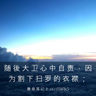 Picture 03 - 撒 母 耳 记 上 24:5 CUVS - 随 後 大 卫 心 中 自 责 ， 因 为 割 - Bible Verse Picture