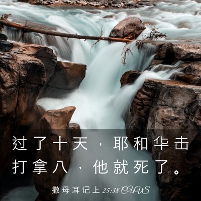 Picture 03 - 撒 母 耳 记 上 25:38 CUVS - 过 了 十 天 ， 耶 和 华 击 打 拿 八 - Bible Verse Picture
