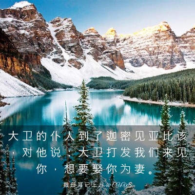 Picture 03 - 撒 母 耳 记 上 25:40 CUVS - 大 卫 的 仆 人 到 了 迦 密 见 亚 比 - Bible Verse Picture