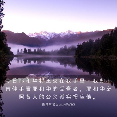 Picture 03 - 撒 母 耳 记 上 26:23 CUVS - 今 日 耶 和 华 将 王 交 在 我 手 里 - Bible Verse Picture