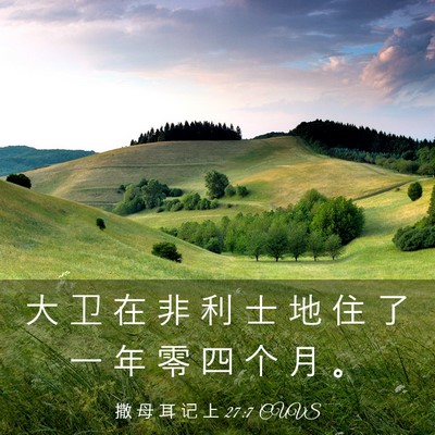 Picture 03 - 撒 母 耳 记 上 27:7 CUVS - 大 卫 在 非 利 士 地 住 了 一 年 零 - Bible Verse Picture
