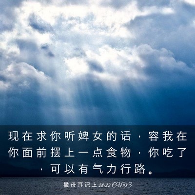 Picture 03 - 撒 母 耳 记 上 28:22 CUVS - 现 在 求 你 听 婢 女 的 话 ， 容 我 - Bible Verse Picture