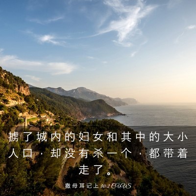 Picture 03 - 撒 母 耳 记 上 30:2 CUVS - 掳 了 城 内 的 妇 女 和 其 中 的 大 - Bible Verse Picture