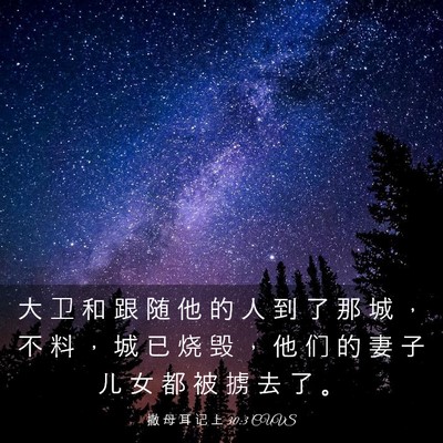 Picture 03 - 撒 母 耳 记 上 30:3 CUVS - 大 卫 和 跟 随 他 的 人 到 了 那 城 - Bible Verse Picture