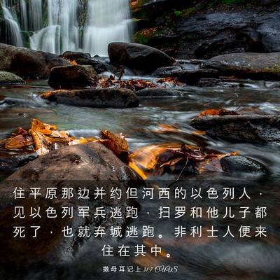 Picture 03 - 撒 母 耳 记 上 31:7 CUVS - 住 平 原 那 边 并 约 但 河 西 的 以 - Bible Verse Picture