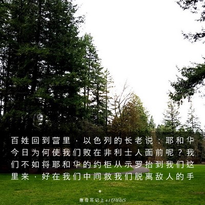 Picture 03 - 撒 母 耳 记 上 4:3 CUVS - 百 姓 回 到 营 里 ， 以 色 列 的 长 - Bible Verse Picture