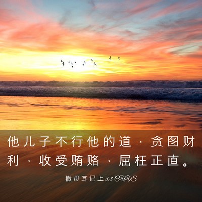 Picture 03 - 撒 母 耳 记 上 8:3 CUVS - 他 儿 子 不 行 他 的 道 ， 贪 图 财 - Bible Verse Picture