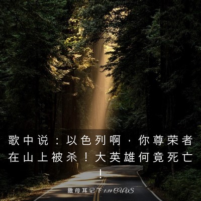 Picture 03 - 撒 母 耳 记 下 1:19 CUVS - 歌 中 说 ： 以 色 列 啊 ， 你 尊 荣 - Bible Verse Picture