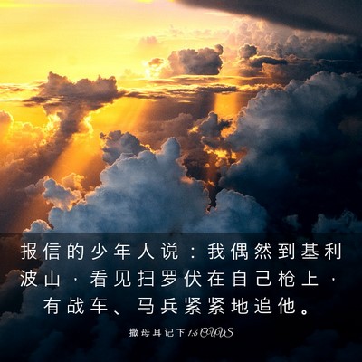 Picture 03 - 撒 母 耳 记 下 1:6 CUVS - 报 信 的 少 年 人 说 ： 我 偶 然 到 - Bible Verse Picture