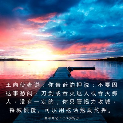Picture 03 - 撒 母 耳 记 下 11:25 CUVS - 王 向 使 者 说 ： 你 告 诉 约 押 说 - Bible Verse Picture