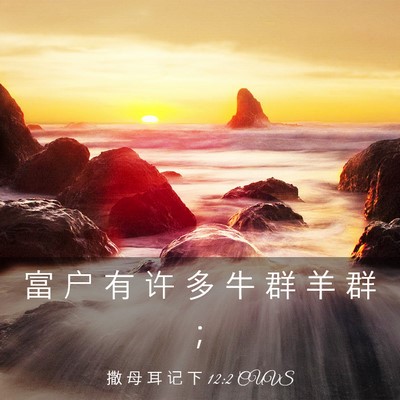 Picture 03 - 撒 母 耳 记 下 12:2 CUVS - 富 户 有 许 多 牛 群 羊 群 - Bible Verse Picture