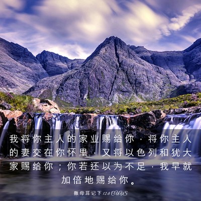 Picture 03 - 撒 母 耳 记 下 12:8 CUVS - 我 将 你 主 人 的 家 业 赐 给 你 ， - Bible Verse Picture